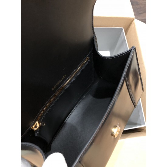 BALENCIAGA WOMEN'S HOURGLASS SMALL HANDBAG BOX IN BLACK