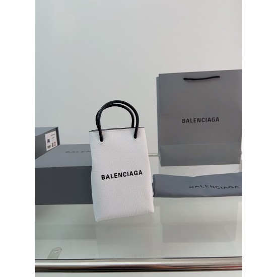 BALENCIAGA MINI SHOPPING BAG IN WHITE