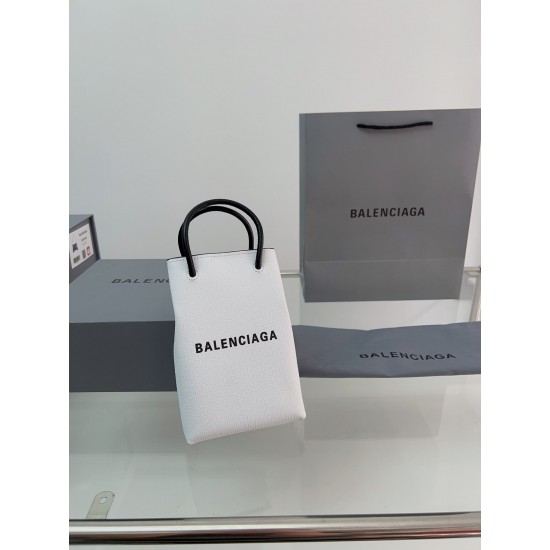 BALENCIAGA MINI SHOPPING BAG IN WHITE