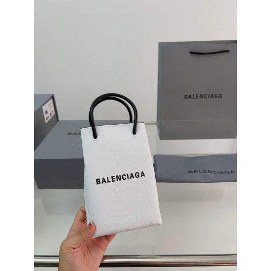 BALENCIAGA MINI SHOPPING BAG IN WHITE