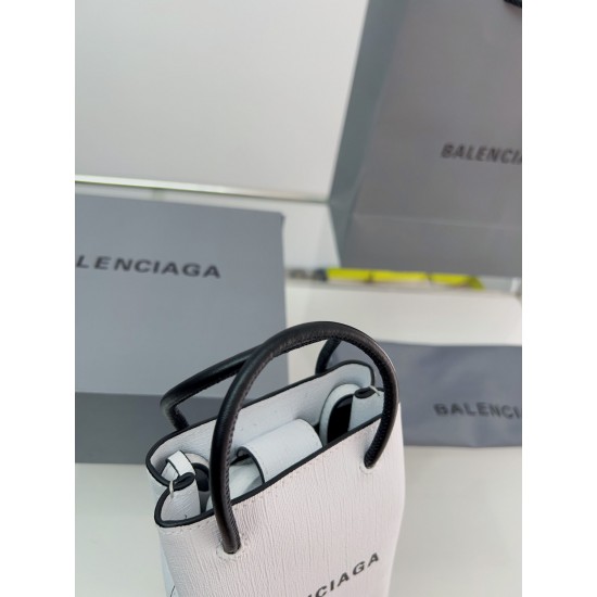 BALENCIAGA MINI SHOPPING BAG IN WHITE