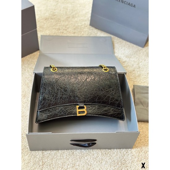 BALENCIAGA WOMEN'S CRUSH MEDIUM CHAIN BAG IN BLACK