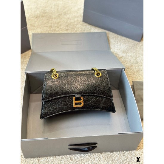 BALENCIAGA WOMEN'S CRUSH MEDIUM CHAIN BAG IN BLACK