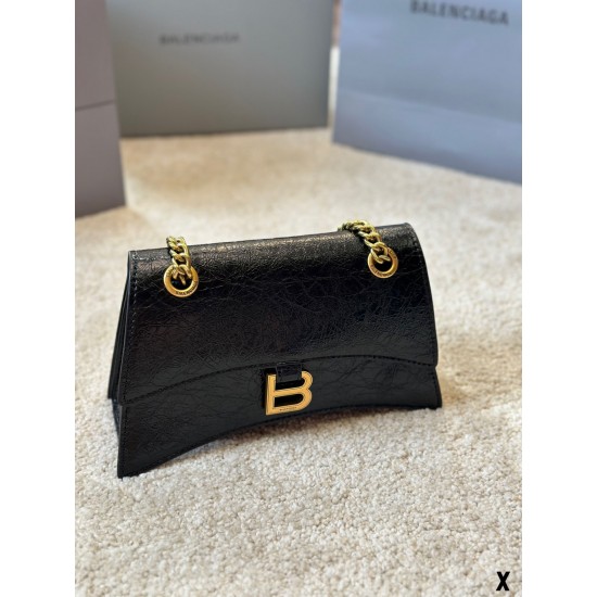 BALENCIAGA WOMEN'S CRUSH MEDIUM CHAIN BAG IN BLACK