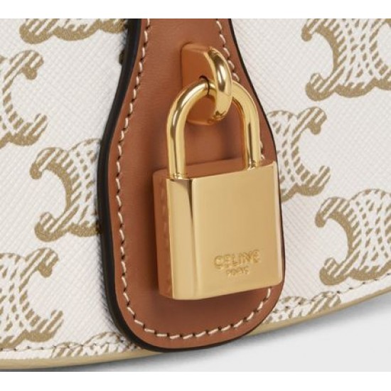 CELINE CLUTCH ON STRAP TABOU IN TRIOMPHE CANVAS AND CALFSKIN