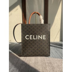 CELINE SMALL CABAS VERTICAL IN TRIOMPHE CANVAS AND CALFSKIN