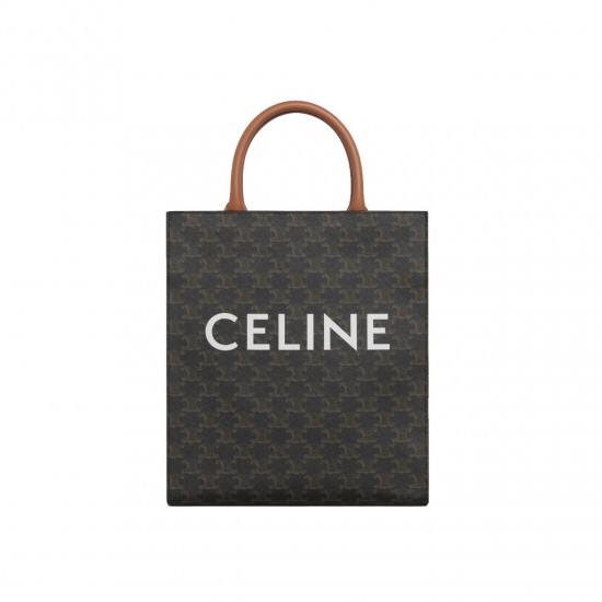 CELINE SMALL CABAS VERTICAL IN TRIOMPHE CANVAS AND CALFSKIN