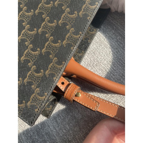 CELINE SMALL CABAS VERTICAL IN TRIOMPHE CANVAS AND CALFSKIN