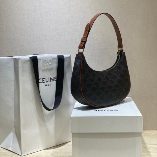 CELINE AVA BAG IN TRIOMPHE CANVAS AND CALFSKINTAN