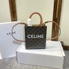 CELINE MINI VERTICAL CABAS IN TRIOMPHE CANVAS AND CALFSKIN WITH CELINE PRINT