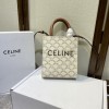 CELINE MINI VERTICAL CABAS IN TRIOMPHE CANVAS AND CALFSKIN WITH CELINE PRINT