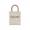 CELINE MINI VERTICAL CABAS IN TRIOMPHE CANVAS AND CALFSKIN WITH CELINE PRINT