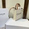 CELINE MINI VERTICAL CABAS IN TRIOMPHE CANVAS AND CALFSKIN WITH CELINE PRINT