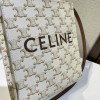 CELINE MINI VERTICAL CABAS IN TRIOMPHE CANVAS AND CALFSKIN WITH CELINE PRINT