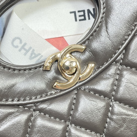 CHANEL 31 MINI SHOPPING BAG IN SHINY CRUMPLED CALFSKIN WITH GOLD-TONE METAL BLACK