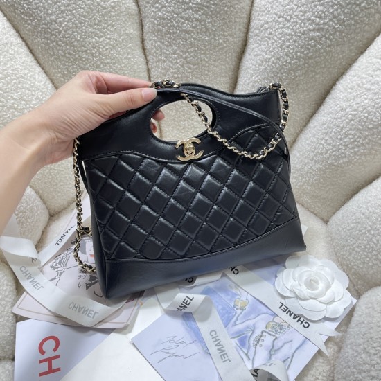 CHANEL 31 MINI SHINY CALFSKIN SHOPPING BAG BLACK