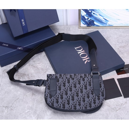 DIOR SADDLE MESSENGER BAG OBLIQUE JACQUARD IN NOIR