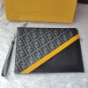 FENDI DIAGONAL FLAT POUCH BLACK AND GRAY FF JACQUARD FABRIC BAG