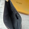 FENDI DIAGONAL FLAT POUCH BLACK AND GRAY FF JACQUARD FABRIC BAG