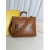 FENDI SUNSHINE MEDIUM BROWN LEATHER SHOPPER BAG