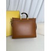 FENDI SUNSHINE MEDIUM BROWN LEATHER SHOPPER BAG