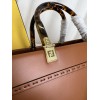 FENDI SUNSHINE MEDIUM BROWN LEATHER SHOPPER BAG