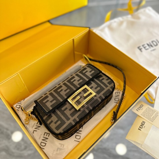 FENDI BAGUETTE MINI JACQUARD FF FABRIC BAG