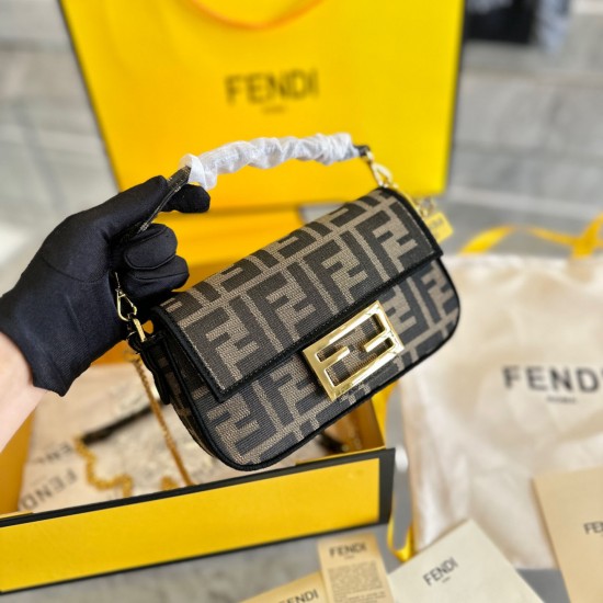 FENDI BAGUETTE MINI JACQUARD FF FABRIC BAG