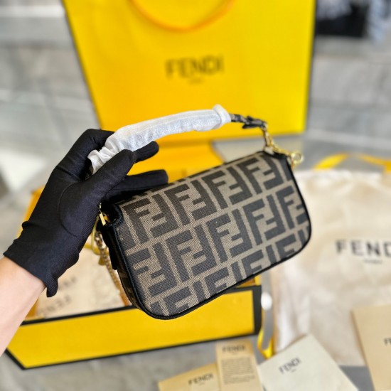 FENDI BAGUETTE MINI JACQUARD FF FABRIC BAG