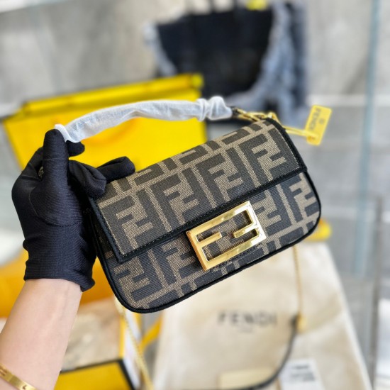 FENDI BAGUETTE MINI JACQUARD FF FABRIC BAG