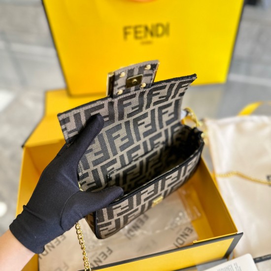 FENDI BAGUETTE MINI JACQUARD FF FABRIC BAG