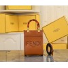 FENDI MINI SUNSHINE SHOPPER BROWN LEATHER MINI-BAG