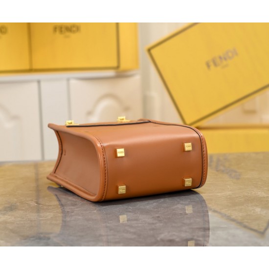 FENDI MINI SUNSHINE SHOPPER BROWN LEATHER MINI-BAG