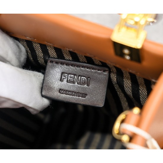 FENDI MINI SUNSHINE SHOPPER BROWN LEATHER MINI-BAG