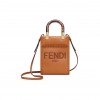 FENDI MINI SUNSHINE SHOPPER BROWN LEATHER MINI-BAG