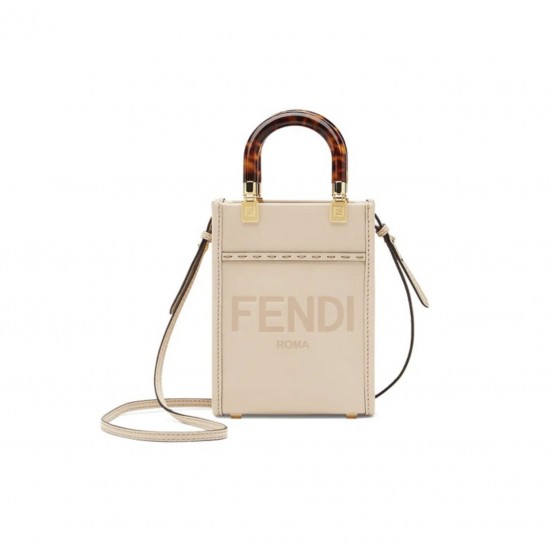 FENDI MINI SUNSHINE SHOPPER LEATHER MINI BAG