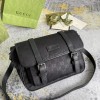 GUCCI GG LOGO BLACK NYLON FLAP MESSENGER BAG