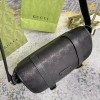 GUCCI GG LOGO BLACK NYLON FLAP MESSENGER BAG