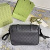 GUCCI GG LOGO BLACK NYLON FLAP MESSENGER BAG