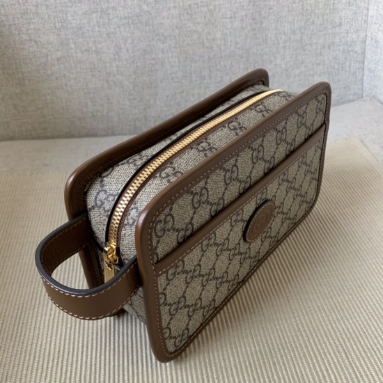 GUCCI BUSINESS CLUTCH BAG POUCH CANVAS GUCCISIMA BEIGE