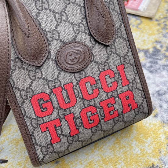 GUCCI MINI TOTE BAG WITH INTERLOCKING G TIEGER