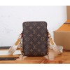 LV UTILITY PHONE SLEEVE SHOULDER BAG MONOGRAM CANVAS BROWN