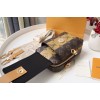 LV S LOCK SLINGBACK WAIST BAG MONOGRAM CANVAS LEATHER BROWN NEON YELLOW BLACK BODY BELT