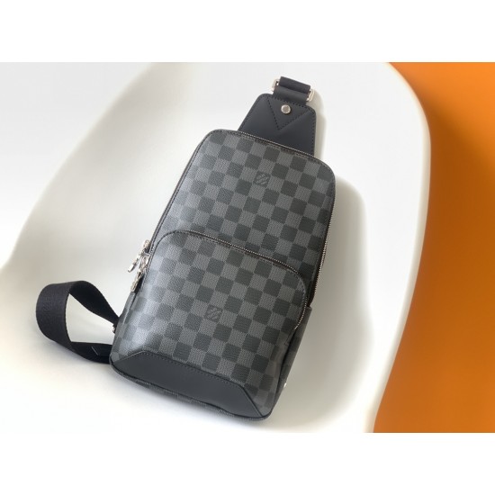 LV AVENUE SLING SHOULDER BAG DAMIER GRAPHITE CANVAS BLACK