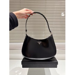 PRADA CLEO BRUSHED LEATHER SHOULDER BAG