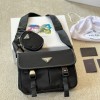 PRADA RE NYLON AND SAFFIANO LEATHER SHOULDER BAG