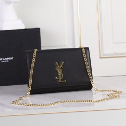 YSL KATE MEDIUM IN GRAIN DE POUDRE EMBOSSED LEATHER SHOULDER BAG