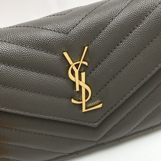 YSL SAINT LAURENT EMBOSSED LEATHER SHOULDER BAG