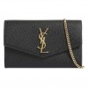 YSL UPTOWN CHAIN WALLET IN GRAIN DE POUDRE EMBOSSED LEATHER SHOULDER BAG