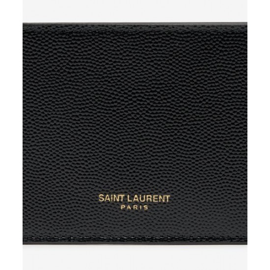 YSL UPTOWN CHAIN WALLET IN GRAIN DE POUDRE EMBOSSED LEATHER SHOULDER BAG